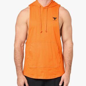 Under Armour Project Rock Men's Sleeveless Hoodie 3XLT Loose fit Orange NWT